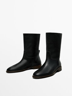 Ботинки на каблуке на подкладке Massimo Dutti, черный