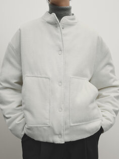 Куртка-бомбер на кнопках Massimo Dutti, кремовый