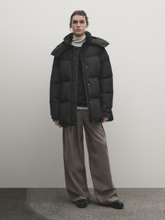 Утепленная куртка с наполнителем пух и перо Massimo Dutti, черный