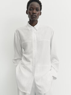 Струящаяся рубашка с деталями по швам Massimo Dutti, белый