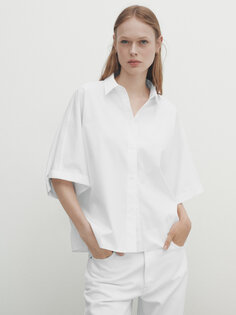Рубашка из поплин с рукавами-кимоно Massimo Dutti, белый