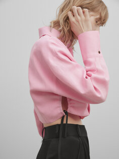 Льняная укороченная рубашка Massimo Dutti, розовый