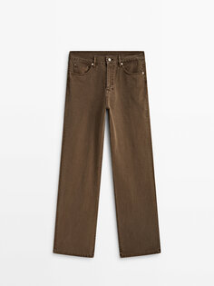 Прямые окрашенные джинсы средней посадки Massimo Dutti, коричневый
