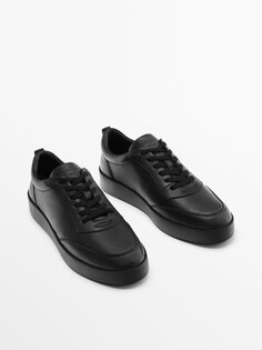 Кожаные кроссовки наппа Massimo Dutti, черный