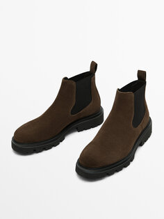 Коричневые замшевые ботинки челси Massimo Dutti, коричневый