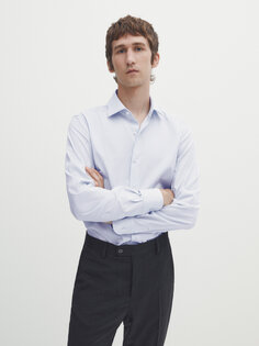 Рубашка узлого кроя текстурированной рубашки easy iron Massimo Dutti, небесно-синий