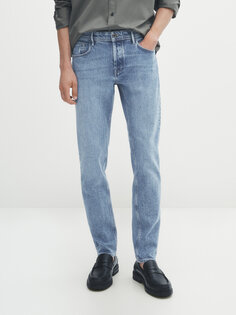 Облегающие беленные джинсы Massimo Dutti, индиго