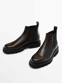 Коричневые ботинки «челси» наппа Massimo Dutti, коричневый