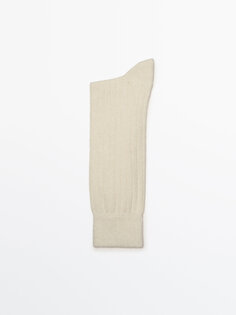 Длинные носки в резинку Massimo Dutti, экру