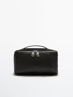 Кожаная сумка для маленьки на диагональной молнии Massimo Dutti, черный