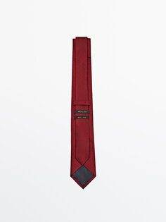 Галстук из смеси хлопка и шелка в микрополоски Massimo Dutti, темно-бордовый