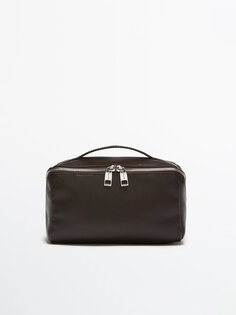 Кожаная сумка для маленьки на диагональной молнии Massimo Dutti, коричневый