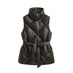 Жилет Massimo Dutti Quilted Gilet With Seams, чёрный