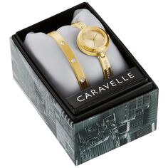 Женские золотистые часы и браслет-браслет - 44X100 Caravelle by Bulova