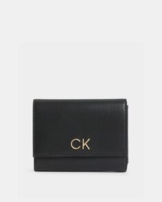 Маленький черный тройной кошелек Calvin Klein, черный