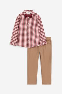 Комплект рубашка, брюки, бабочка H&amp;M, 3 предмета, красный H&M
