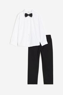 Комплект рубашка, брюки, бабочка H&amp;M, 3 предмета, белый/черный H&M