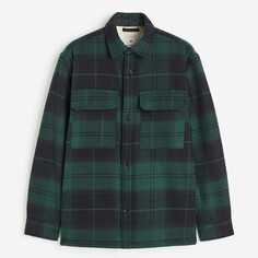 Куртка-рубашка H&amp;M Regular Fit Teddy-lined, зеленый H&M