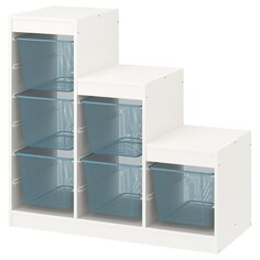 Комбинация для хранения+контейнеры Ikea Trofast, белый/серо-синий