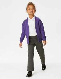 Хлопковый школьный кардиган стандартного кроя для девочек (2–16 лет) Marks &amp; Spencer, фиолетовый