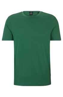 Футболка Boss Slim-fit Short-sleeved In Mercerized Cotton, зеленый