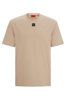 Футболка Boss Interlock-cotton Regular-fit With Stacked Logo, бежевый