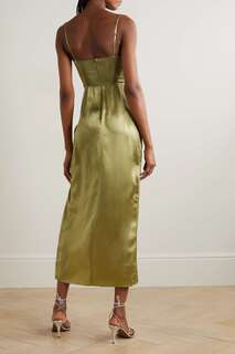 REFORMATION платье миди Solay из шелкового шармеза, зеленый