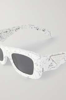 PRADA EYEWEAR Солнцезащитные очки в квадратной оправе из мраморного ацетата, белый