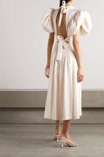 ROTATE BIRGER CHRISTENSEN + NET SUSTAIN платье миди из переработанного атласного твила со сборками и открытой спиной, белый