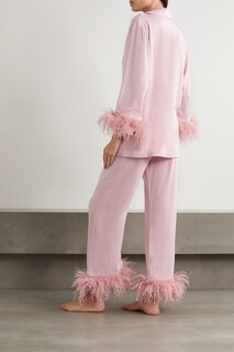 SLEEPER + NET SUSTAIN пижамный комплект из крепдешина с перьями, розовый