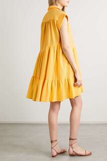 VERONICA BEARD ярусное платье мини Harrow из смесового хлопка в полоску, желтый