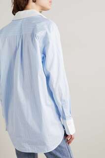 VICTORIA BECKHAM Рубашка оверсайз в полоску из органического хлопка и поплина, синий
