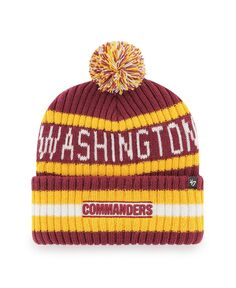 Мужская бордовая вязаная шапка Washington Commanders Bering с манжетами и помпоном &apos;47 Brand
