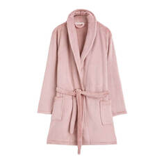 Халат Oysho Soft-Touch Fleece Short, пыльно-розовый