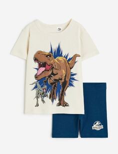 Пижамный комплект с принтом Мир Юрского периода H&amp;M Jurassic World Print, белый/синий H&M