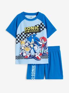 Футбольный костюм с принтом H&amp;M Kids Sonic Hedgehog Print, синий H&M
