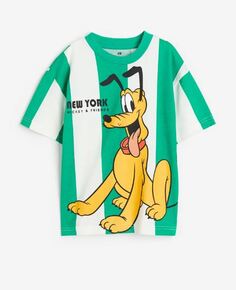 Футболка с принтом H&amp;M Kids Pluto Print, белый/зеленый H&M