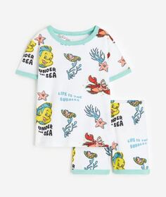 Пижамный комплект с принтом русалочка H&amp;M Mermaid Print, белый/голубой H&M