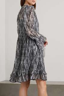 BATSHEVA платье из флокированного тюля с оборками Prairie и зебровым принтом, принт зебры