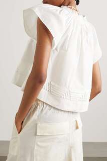 APIECE APART + NET SUSTAIN Укороченная блуза Deia из органического хлопка и поплина с вышивкой, кремовый