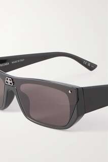 BALENCIAGA EYEWEAR солнцезащитные очки Shield BB из ацетата в прямоугольной оправе, черный