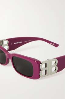 BALENCIAGA EYEWEAR Солнцезащитные очки Dynasty BB в квадратной оправе из ацетата и серебра, розовый