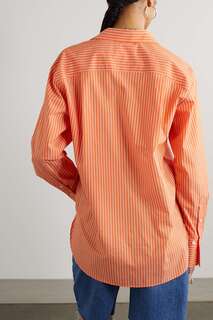 FRAME Полосатая рубашка Oversize из смесового хлопкового поплина, апельсин