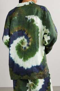 FRAME + льняная рубашка оверсайз Julia Sarr-Jamois с принтом тай-дай, армейский зеленый