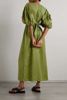 FAITHFULL THE BRAND льняное платье макси Clemente, зеленый