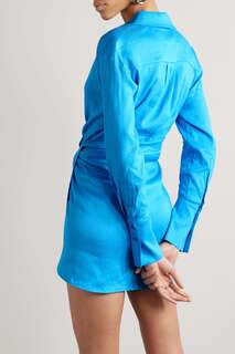 GAUGE81 платье-рубашка мини Puno из смесового льна с эффектом запаха, синий