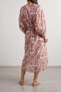 HANNAH ARTWEAR + NET SUSTAIN Платье миди Luciana с поясом и цветочным принтом из хлопка и вуали, розовый