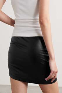 HELMUT LANG Асимметричная мини-юбка из искусственной кожи со сборками, черный