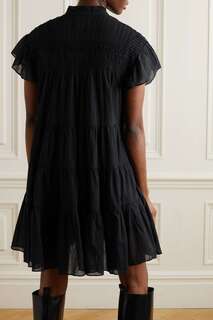 ISABEL MARANT ÉTOILE ярусное платье мини Lanikaye с оборками из хлопка и вуали, черный