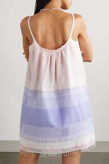 LEMLEM + NET SUSTAIN Jelba мини-платье в полоску с бахромой из смесового хлопка, синий